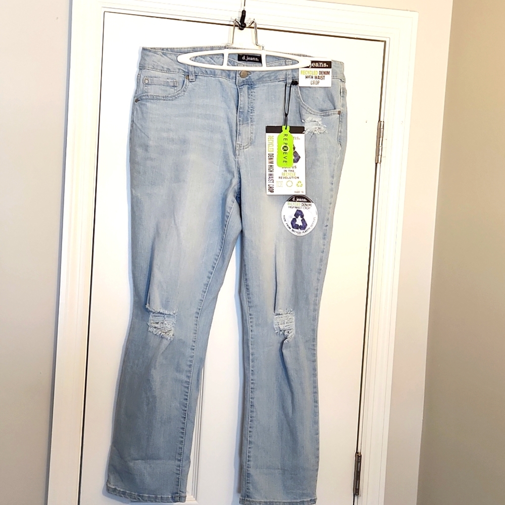 NWT d.jeans High Waist Crop Distressed Jeans Sz 16